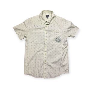Fox Racing Light Green Button Front Shirt Size Large Fox Print Dress Shirt